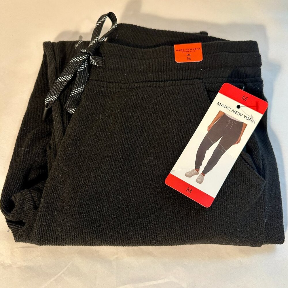 New Marc New York Jogger Women's Size M Black Soft Comfortable Ribbed Fabric